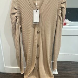 Tan Ribbed sweater dress